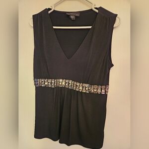 Elegant Black Dress with Silver Accents